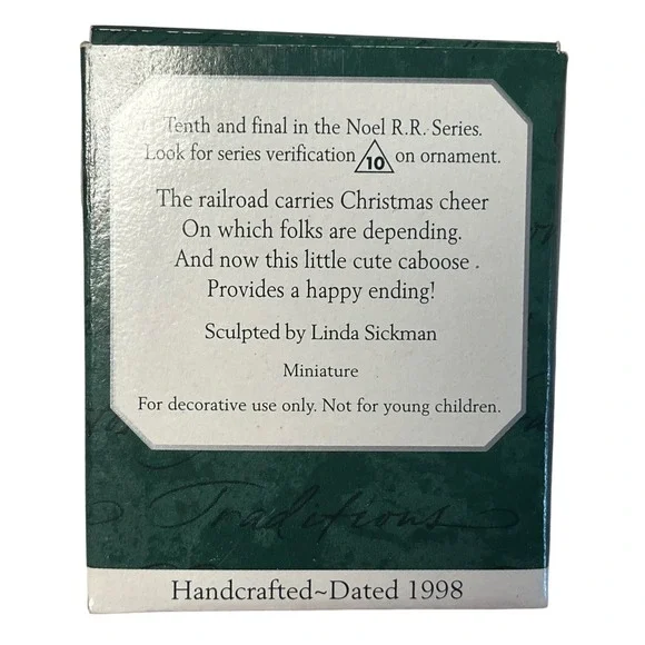 Hallmark Keepsake Ornament 1998 Caboose-Noel RR Miniature Collector Series Red - Picture 2 of 5